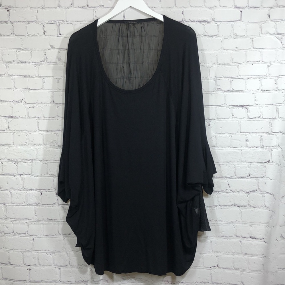 Lane Bryant blouse black with sheer back